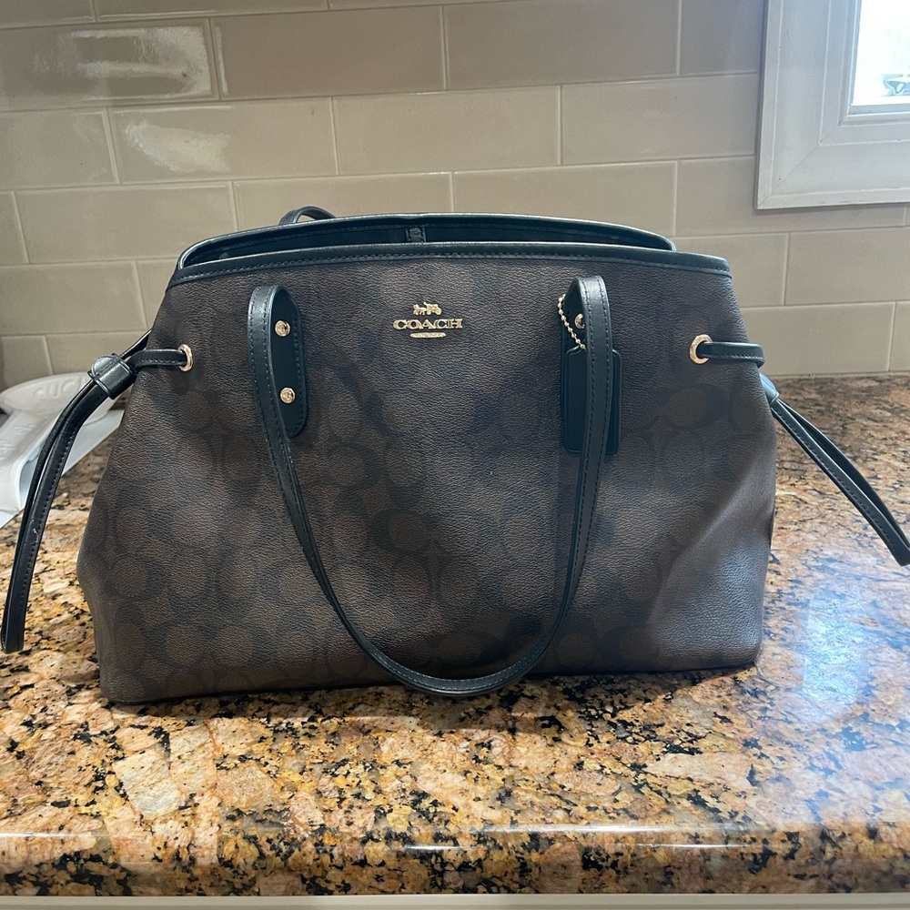 Coach Signature Drawstring Carryall Shoulder Bag